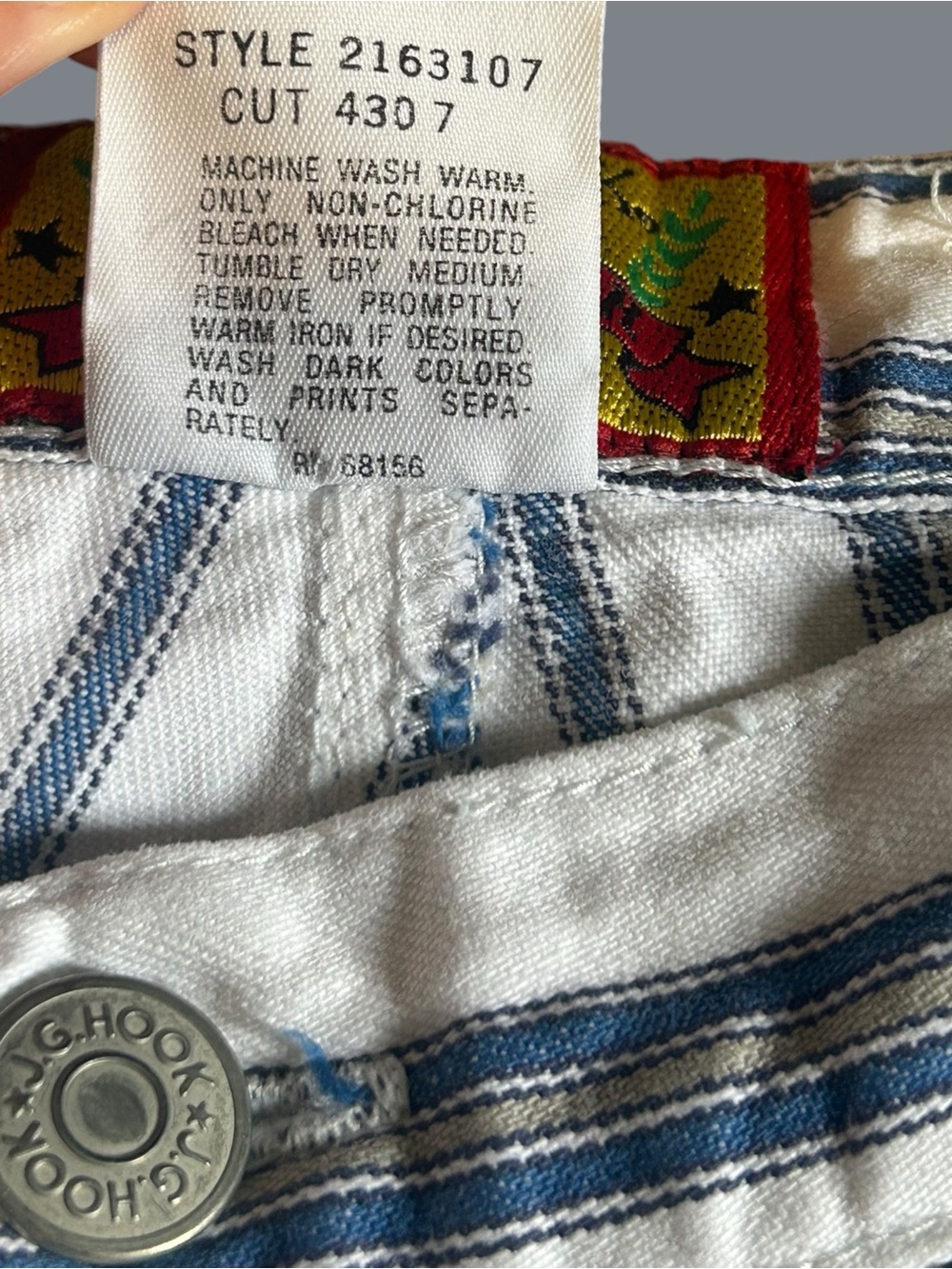 Vintage JG Hook Blue White Striped Cotton High Rise Shorts Size 10 - Picture 5 of 8